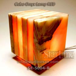 Banded Onyx Cube Lamps Red